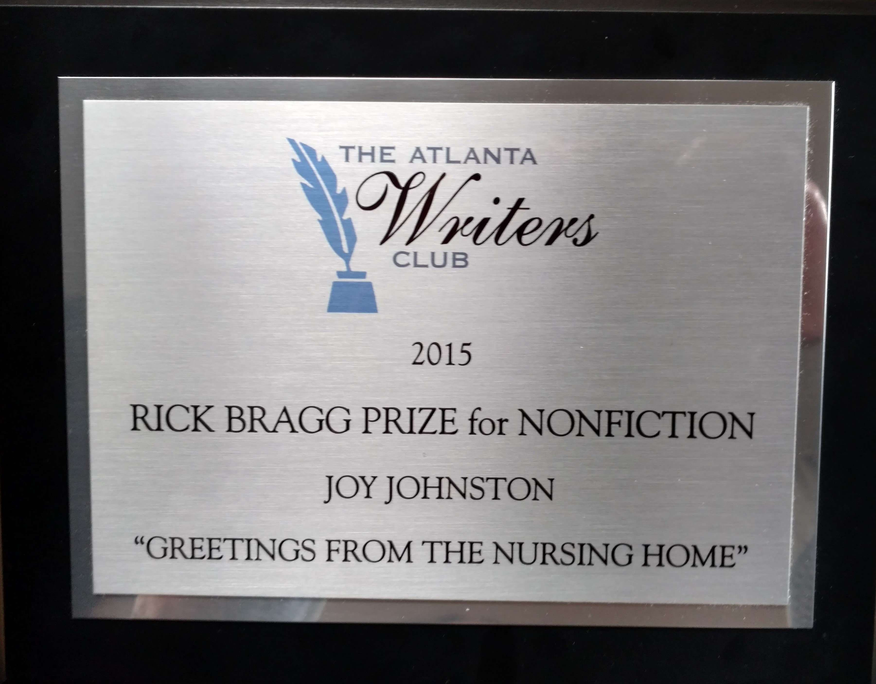 writing award plaque